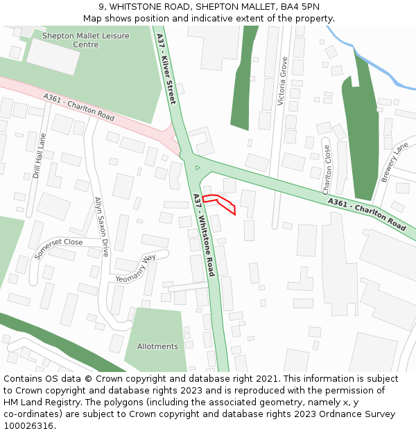 9, WHITSTONE ROAD, SHEPTON MALLET, BA4 5PN: Location map and indicative extent of plot
