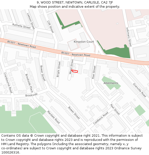 9, WOOD STREET, NEWTOWN, CARLISLE, CA2 7JF: Location map and indicative extent of plot