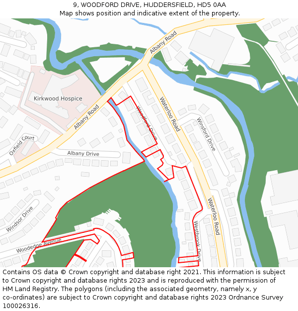 9, WOODFORD DRIVE, HUDDERSFIELD, HD5 0AA: Location map and indicative extent of plot