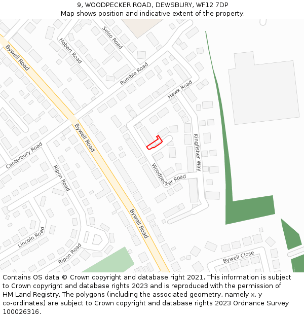 9, WOODPECKER ROAD, DEWSBURY, WF12 7DP: Location map and indicative extent of plot