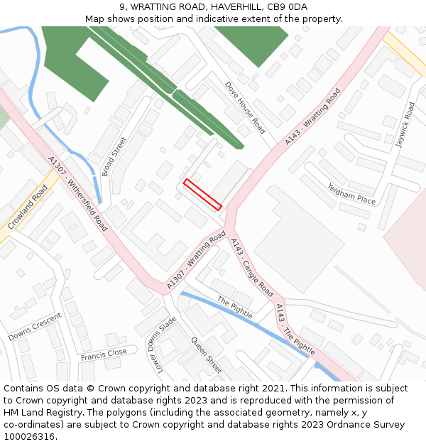 9, WRATTING ROAD, HAVERHILL, CB9 0DA: Location map and indicative extent of plot