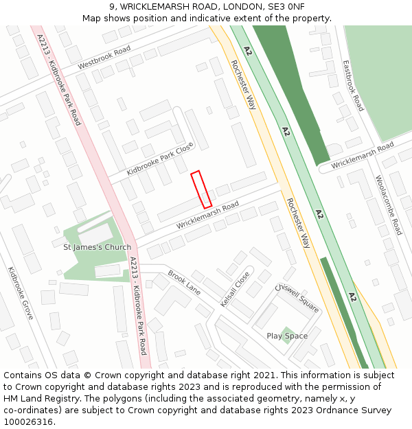 9, WRICKLEMARSH ROAD, LONDON, SE3 0NF: Location map and indicative extent of plot