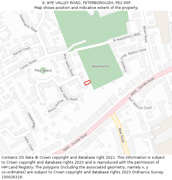 9, WYE VALLEY ROAD, PETERBOROUGH, PE2 9SP: Location map and indicative extent of plot
