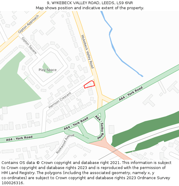 9, WYKEBECK VALLEY ROAD, LEEDS, LS9 6NR: Location map and indicative extent of plot