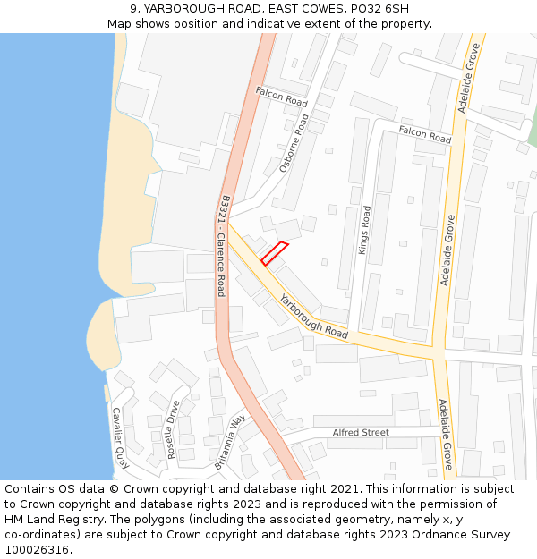 9, YARBOROUGH ROAD, EAST COWES, PO32 6SH: Location map and indicative extent of plot