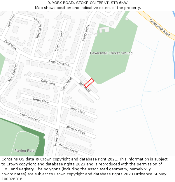 9, YORK ROAD, STOKE-ON-TRENT, ST3 6NW: Location map and indicative extent of plot