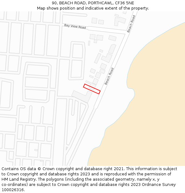 90, BEACH ROAD, PORTHCAWL, CF36 5NE: Location map and indicative extent of plot