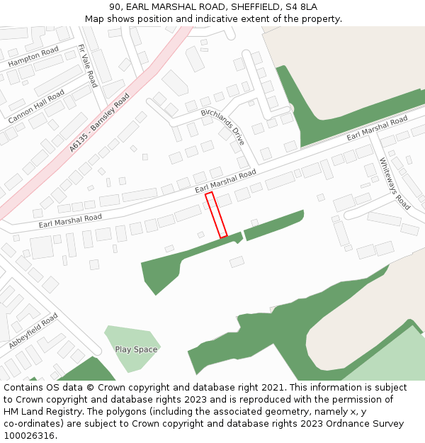 90, EARL MARSHAL ROAD, SHEFFIELD, S4 8LA: Location map and indicative extent of plot