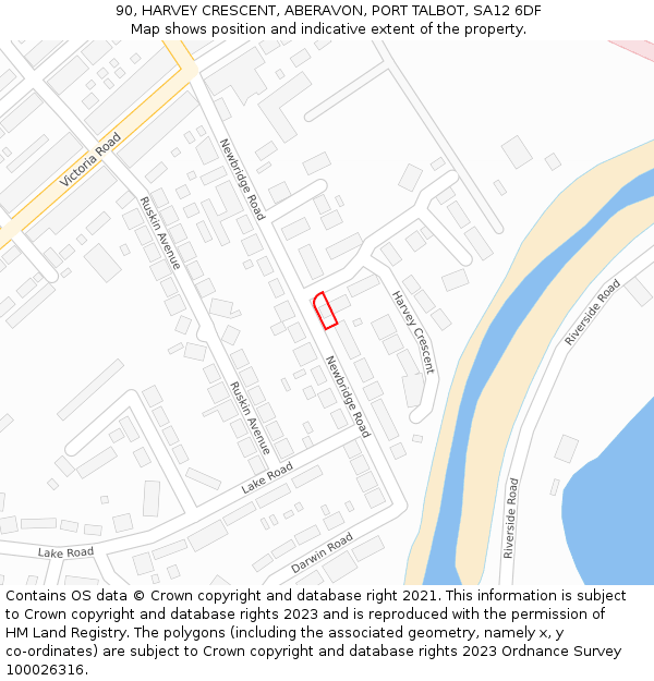 90, HARVEY CRESCENT, ABERAVON, PORT TALBOT, SA12 6DF: Location map and indicative extent of plot