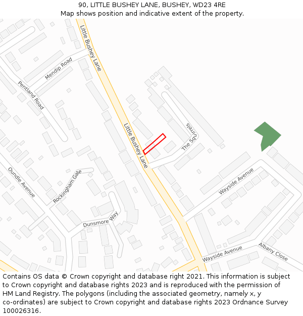 90, LITTLE BUSHEY LANE, BUSHEY, WD23 4RE: Location map and indicative extent of plot