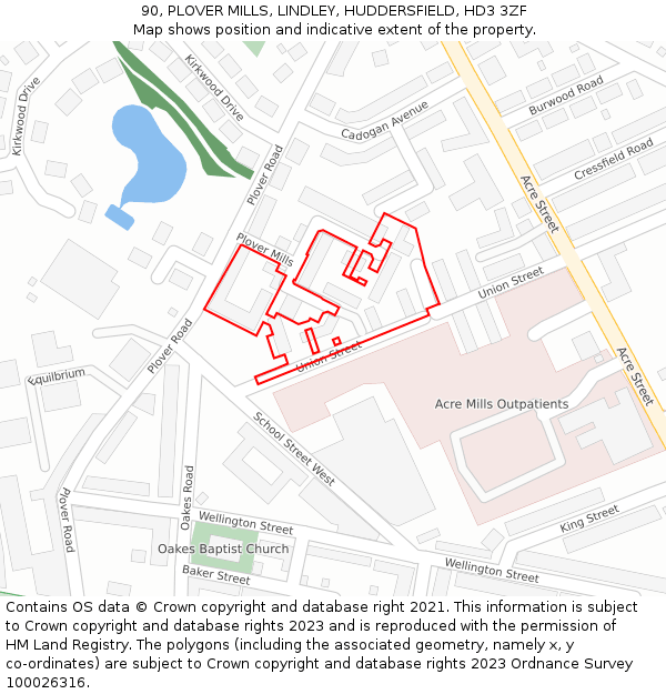 90, PLOVER MILLS, LINDLEY, HUDDERSFIELD, HD3 3ZF: Location map and indicative extent of plot