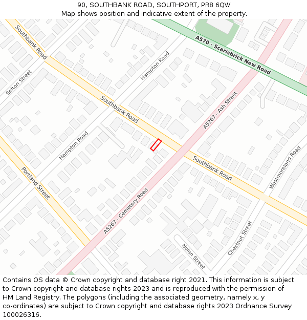 90, SOUTHBANK ROAD, SOUTHPORT, PR8 6QW: Location map and indicative extent of plot