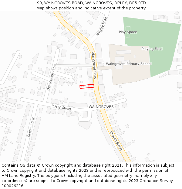 90, WAINGROVES ROAD, WAINGROVES, RIPLEY, DE5 9TD: Location map and indicative extent of plot