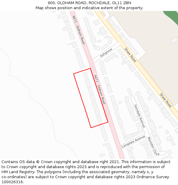 900, OLDHAM ROAD, ROCHDALE, OL11 2BN: Location map and indicative extent of plot