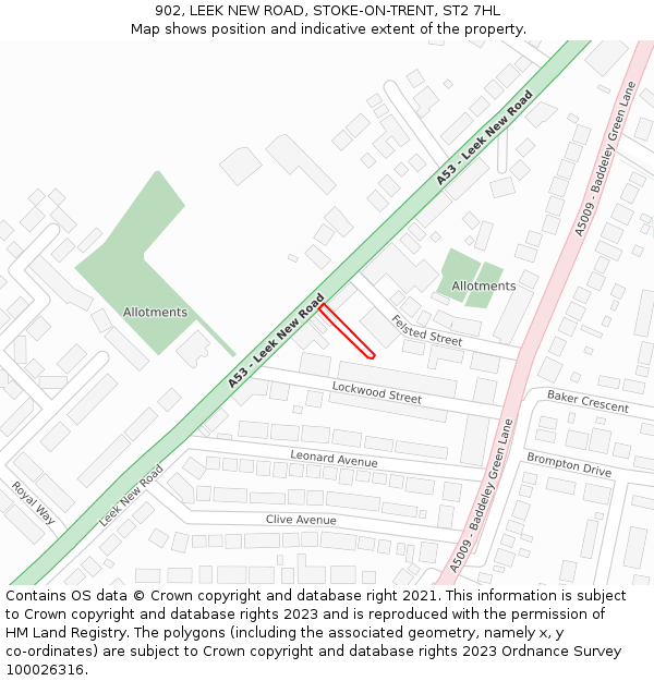 902, LEEK NEW ROAD, STOKE-ON-TRENT, ST2 7HL: Location map and indicative extent of plot