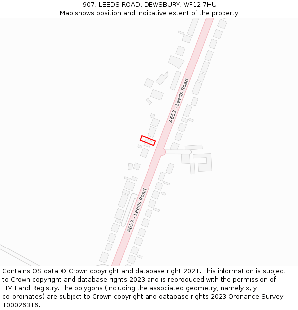 907, LEEDS ROAD, DEWSBURY, WF12 7HU: Location map and indicative extent of plot