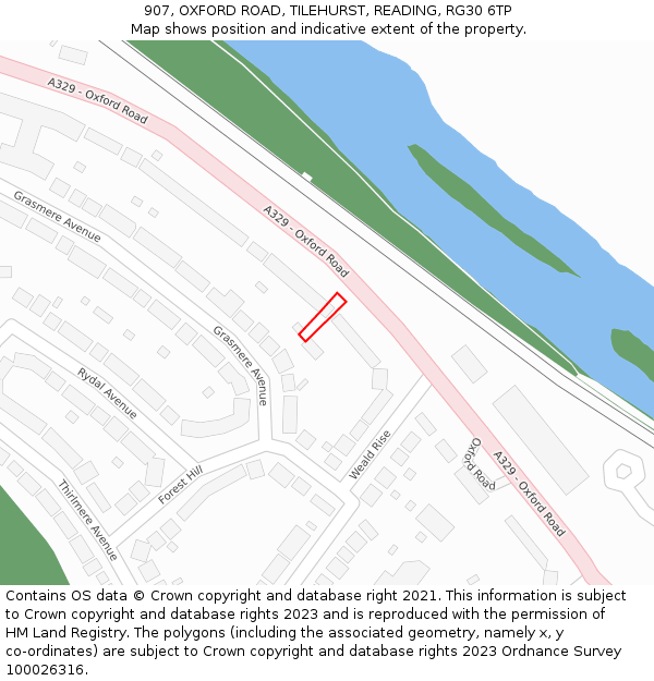 907, OXFORD ROAD, TILEHURST, READING, RG30 6TP: Location map and indicative extent of plot