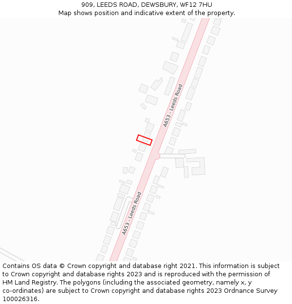 909, LEEDS ROAD, DEWSBURY, WF12 7HU: Location map and indicative extent of plot