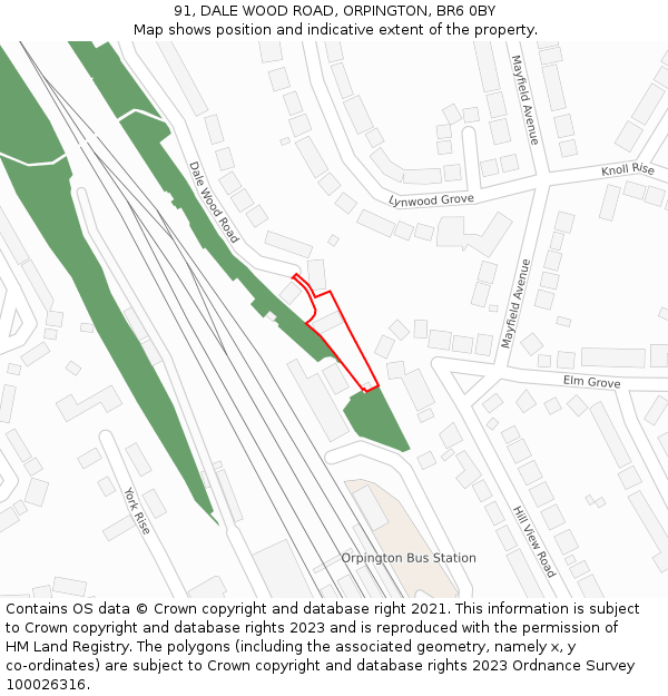 91, DALE WOOD ROAD, ORPINGTON, BR6 0BY: Location map and indicative extent of plot