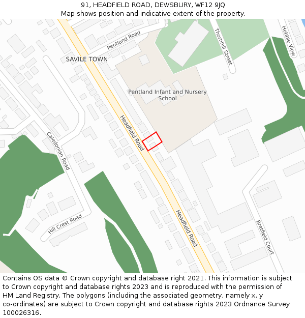 91, HEADFIELD ROAD, DEWSBURY, WF12 9JQ: Location map and indicative extent of plot