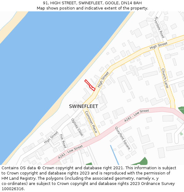 91, HIGH STREET, SWINEFLEET, GOOLE, DN14 8AH: Location map and indicative extent of plot