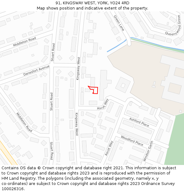 91, KINGSWAY WEST, YORK, YO24 4RD: Location map and indicative extent of plot