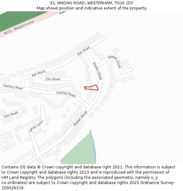 91, MADAN ROAD, WESTERHAM, TN16 1DY: Location map and indicative extent of plot