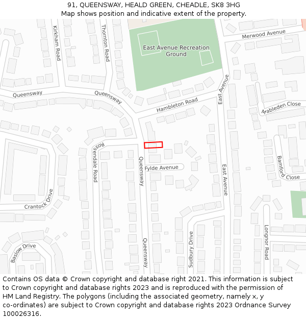 91, QUEENSWAY, HEALD GREEN, CHEADLE, SK8 3HG: Location map and indicative extent of plot