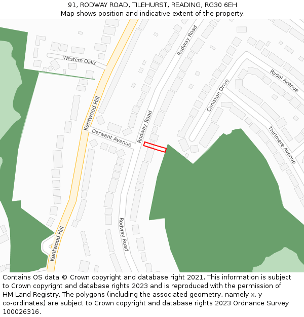 91, RODWAY ROAD, TILEHURST, READING, RG30 6EH: Location map and indicative extent of plot