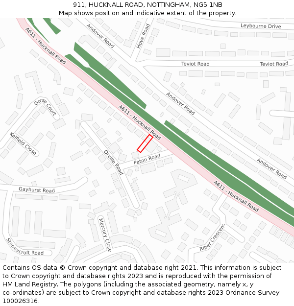 911, HUCKNALL ROAD, NOTTINGHAM, NG5 1NB: Location map and indicative extent of plot