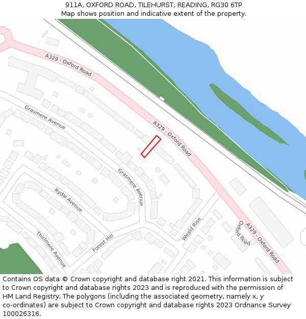 911A, OXFORD ROAD, TILEHURST, READING, RG30 6TP: Location map and indicative extent of plot