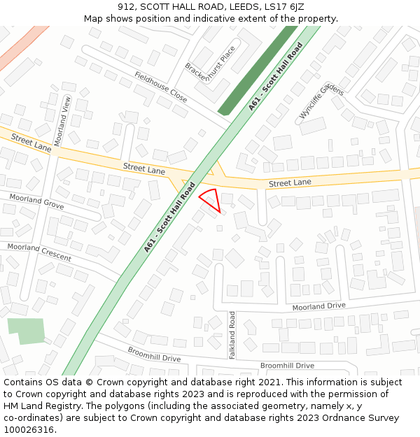 912, SCOTT HALL ROAD, LEEDS, LS17 6JZ: Location map and indicative extent of plot