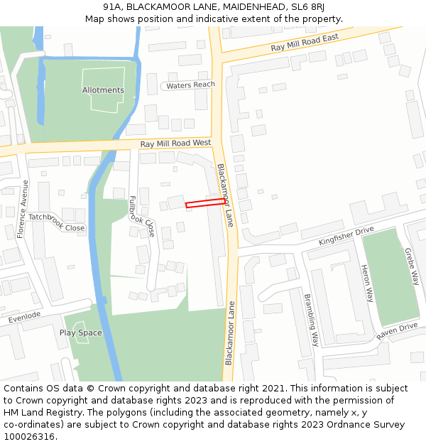 91A, BLACKAMOOR LANE, MAIDENHEAD, SL6 8RJ: Location map and indicative extent of plot