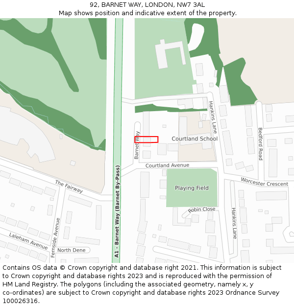 92, BARNET WAY, LONDON, NW7 3AL: Location map and indicative extent of plot