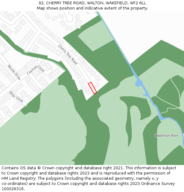 92, CHERRY TREE ROAD, WALTON, WAKEFIELD, WF2 6LL: Location map and indicative extent of plot