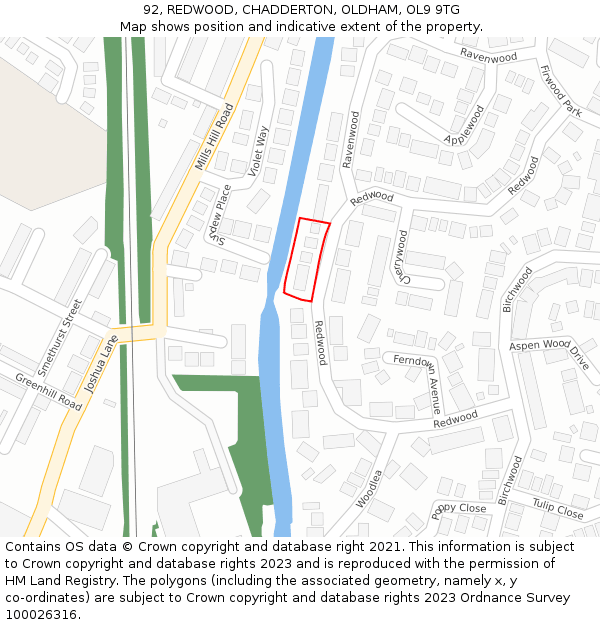 92, REDWOOD, CHADDERTON, OLDHAM, OL9 9TG: Location map and indicative extent of plot