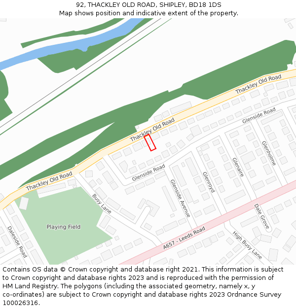 92, THACKLEY OLD ROAD, SHIPLEY, BD18 1DS: Location map and indicative extent of plot