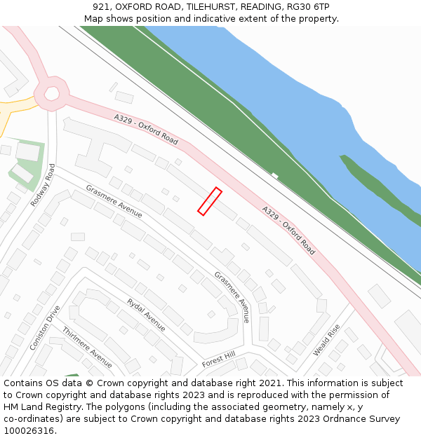 921, OXFORD ROAD, TILEHURST, READING, RG30 6TP: Location map and indicative extent of plot