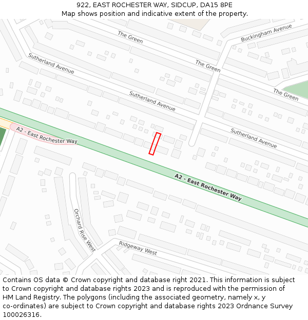 922, EAST ROCHESTER WAY, SIDCUP, DA15 8PE: Location map and indicative extent of plot
