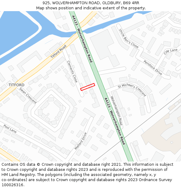 925, WOLVERHAMPTON ROAD, OLDBURY, B69 4RR: Location map and indicative extent of plot