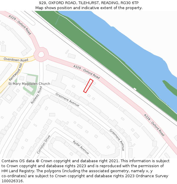929, OXFORD ROAD, TILEHURST, READING, RG30 6TP: Location map and indicative extent of plot