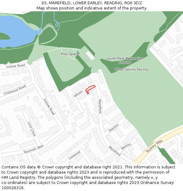 93, MAREFIELD, LOWER EARLEY, READING, RG6 3DZ: Location map and indicative extent of plot