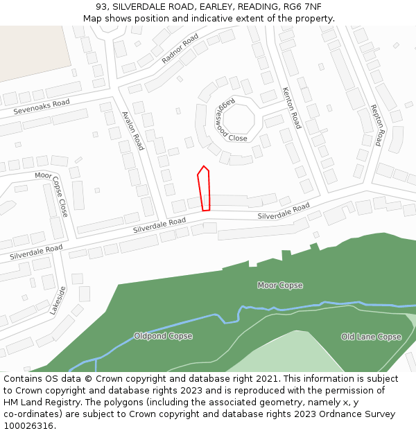 93, SILVERDALE ROAD, EARLEY, READING, RG6 7NF: Location map and indicative extent of plot