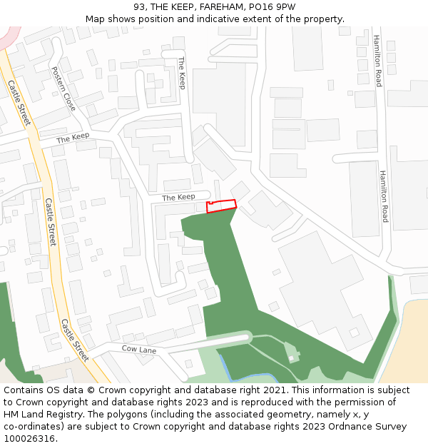 93, THE KEEP, FAREHAM, PO16 9PW: Location map and indicative extent of plot