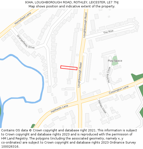 934A, LOUGHBOROUGH ROAD, ROTHLEY, LEICESTER, LE7 7NJ: Location map and indicative extent of plot