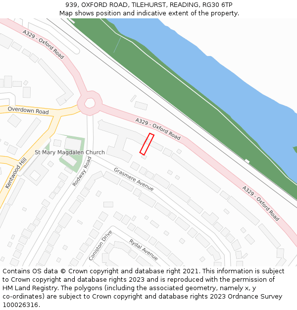 939, OXFORD ROAD, TILEHURST, READING, RG30 6TP: Location map and indicative extent of plot