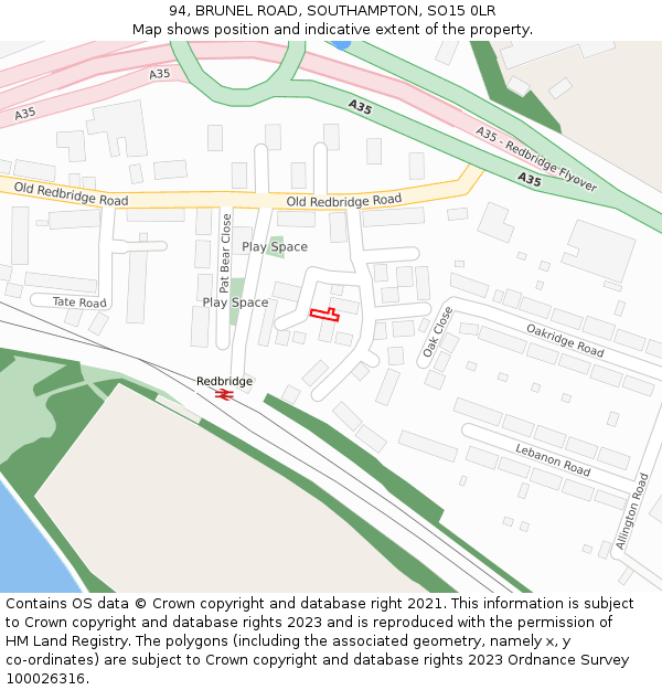 94, BRUNEL ROAD, SOUTHAMPTON, SO15 0LR: Location map and indicative extent of plot