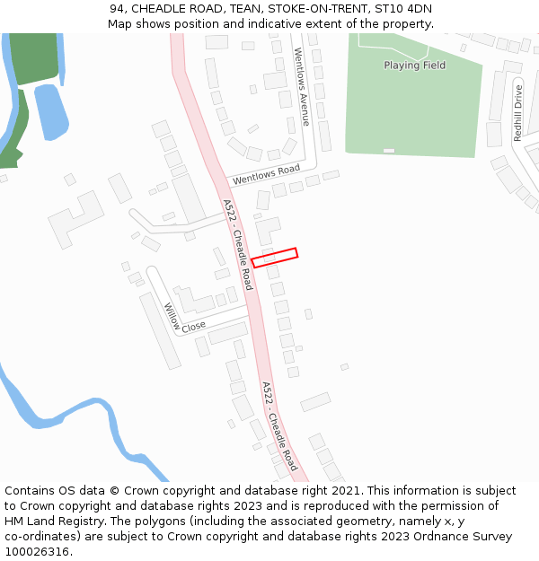 94, CHEADLE ROAD, TEAN, STOKE-ON-TRENT, ST10 4DN: Location map and indicative extent of plot