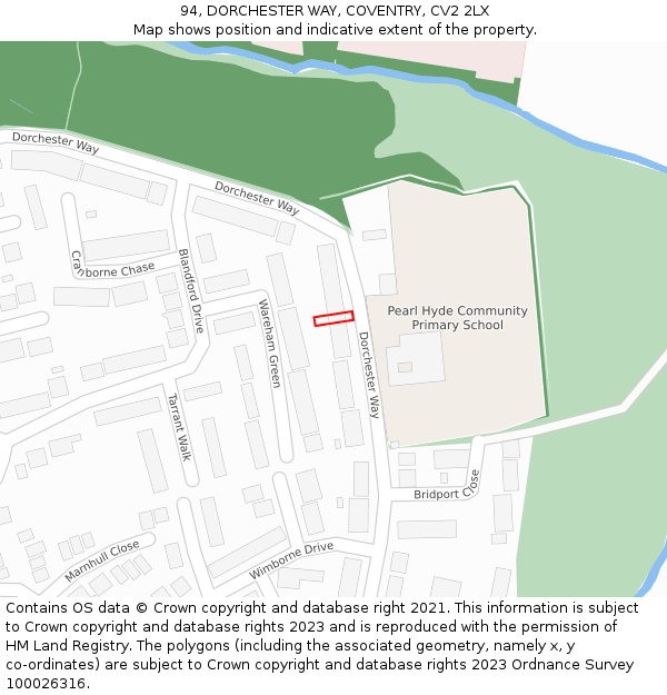 94, DORCHESTER WAY, COVENTRY, CV2 2LX: Location map and indicative extent of plot