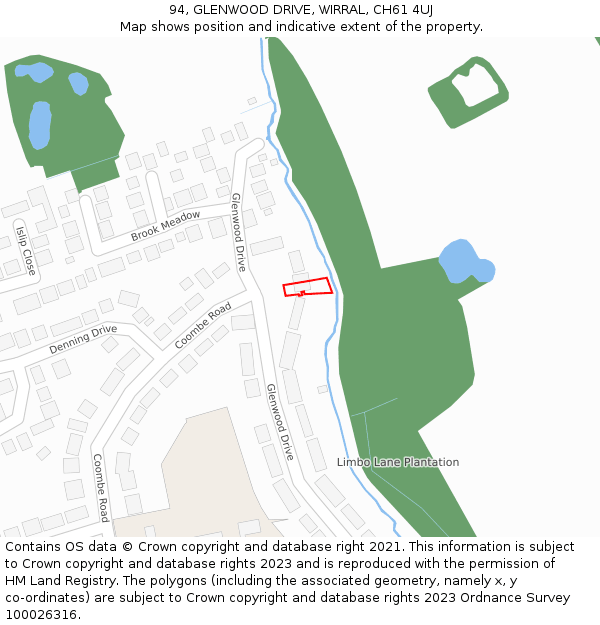 94, GLENWOOD DRIVE, WIRRAL, CH61 4UJ: Location map and indicative extent of plot